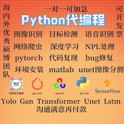 python代编程深度学习机器图像视觉接单代跑模型代码调试编写程序