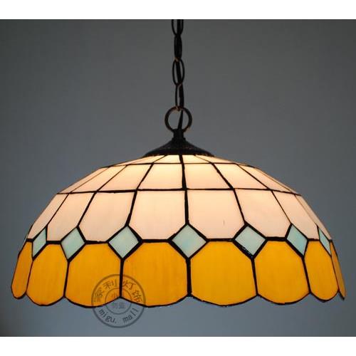 40厘米简约灯具蒂凡尼餐厅灯 书房酒吧吊灯暖色黄格子地中海吊灯