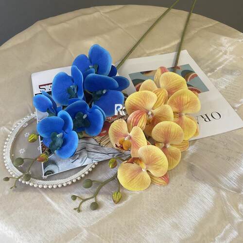 过胶手感蝴兰仿真蝶花AL-855单花客厅家居花装饰花支婚庆摆花落地