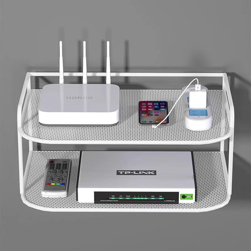 wifi墙电放视挂墙EBE上机顶盒路由器架置物置收纳盒免打壁孔托架