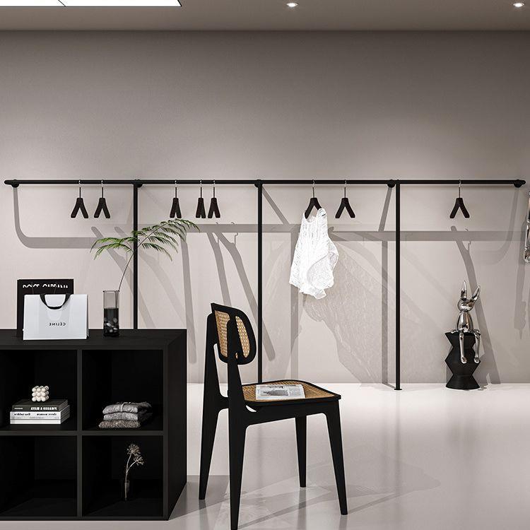 女装店货架展示架简约铁艺黑色上墙专用挂衣架服装店铺衣服陈列架