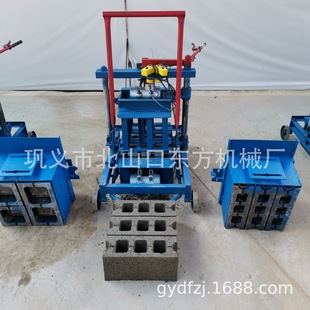 45小型移动制砖机三孔带凹槽生产水泥空心砖柴油机发电免烧砖机