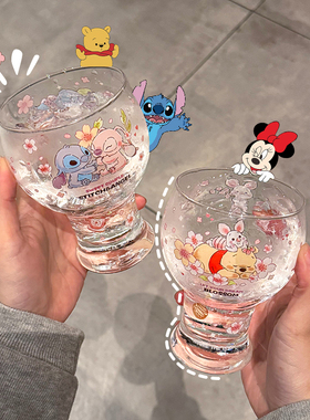迪士尼联名啤酒杯大容量玻璃杯果汁杯高颜值个人专用杯子玻璃酒杯