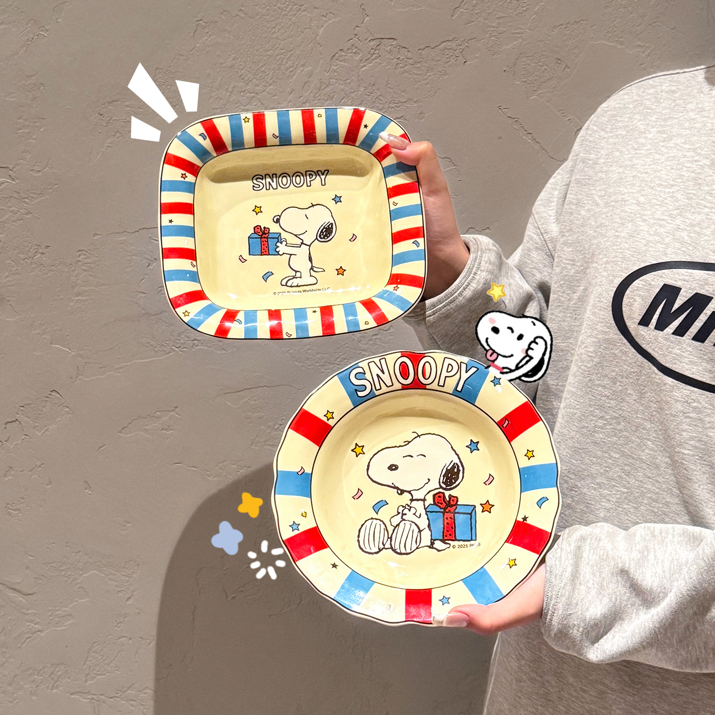 正版史努比盘子家用菜盘陶瓷餐盘