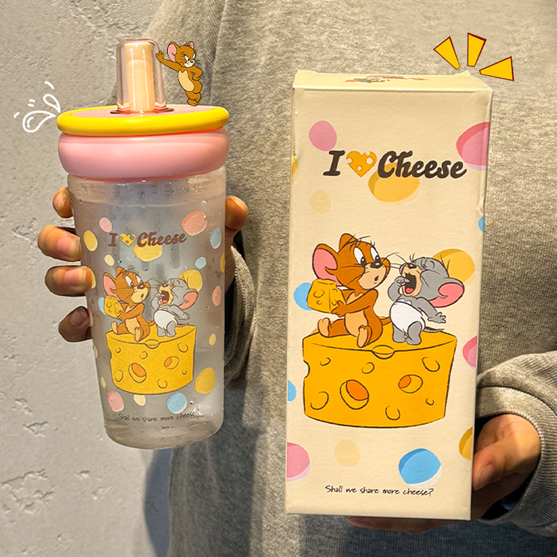 正版猫和老鼠水杯女生高颜值玻璃