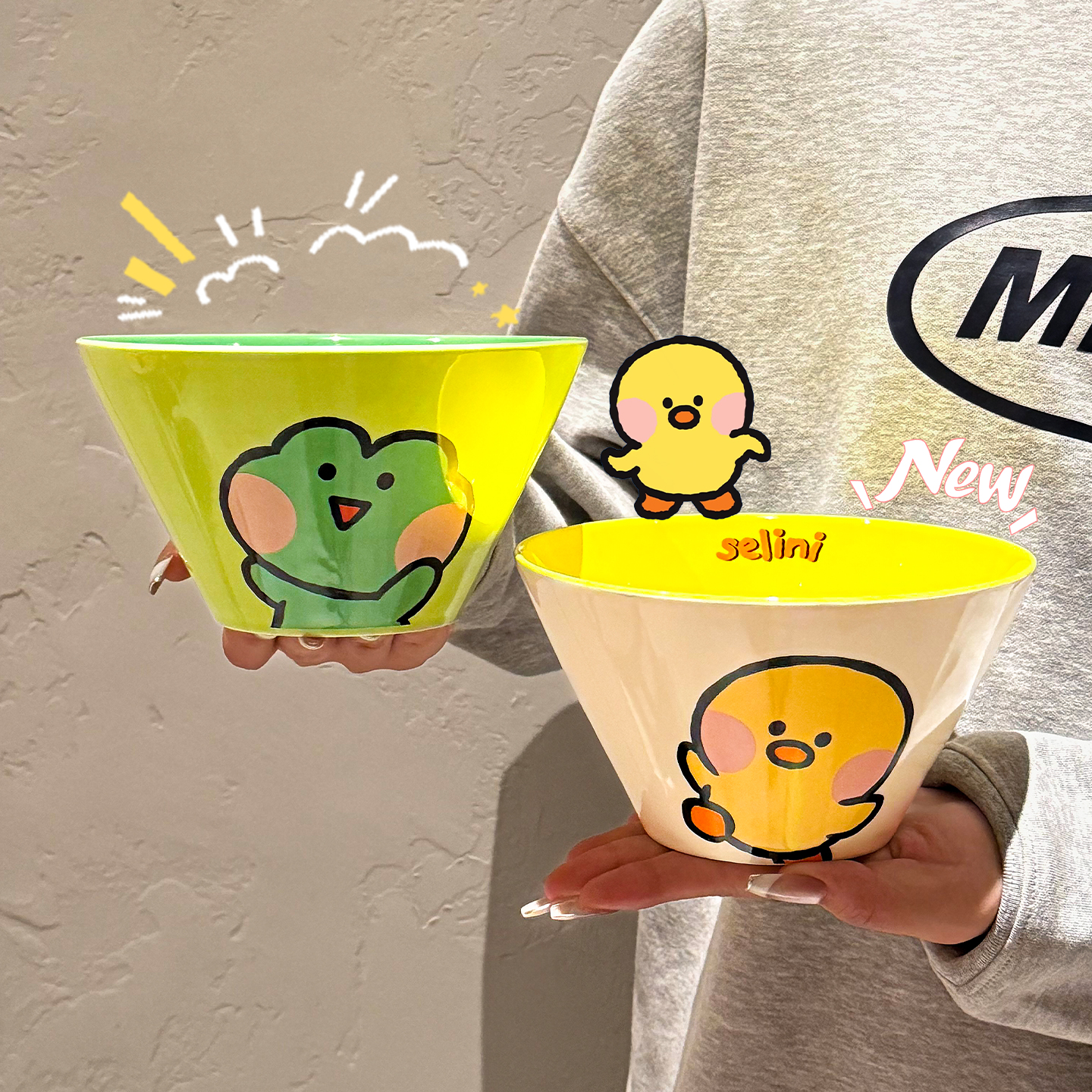 minini陶瓷面碗家用斗笠碗汤面碗