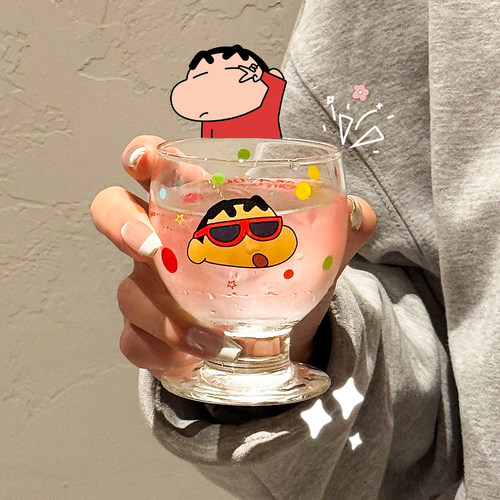 正版蜡笔小新啤酒杯卡通玻璃杯