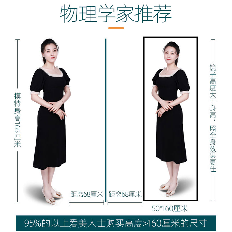 镜子全身落地穿衣镜家用女生卧室壁挂贴墙立体大试衣镜长宿舍梳妆