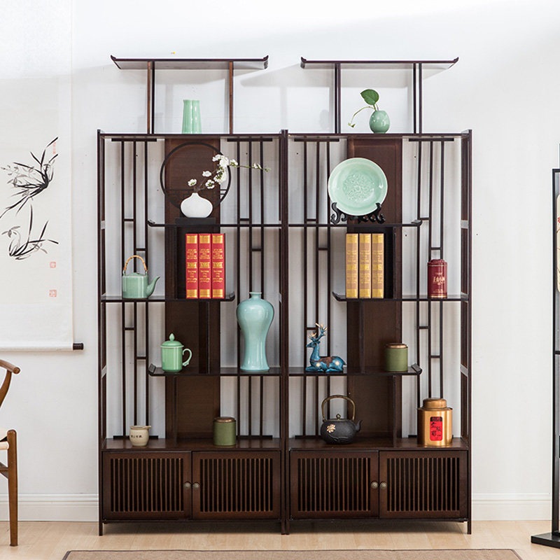 博古架实木中式多宝阁小摆件古董架茶叶柜子茶具展示柜茶室置物架