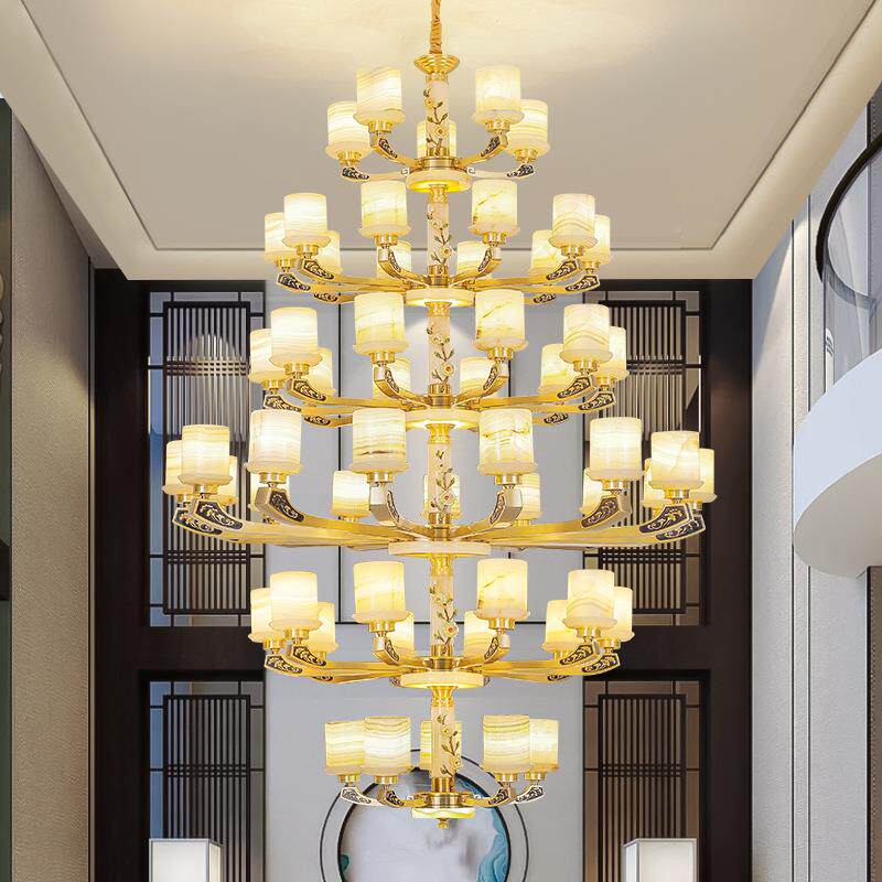 全大蜡698烛吊灯别厅墅楼复式大堂大气铜H65铜灯具ED客L中山