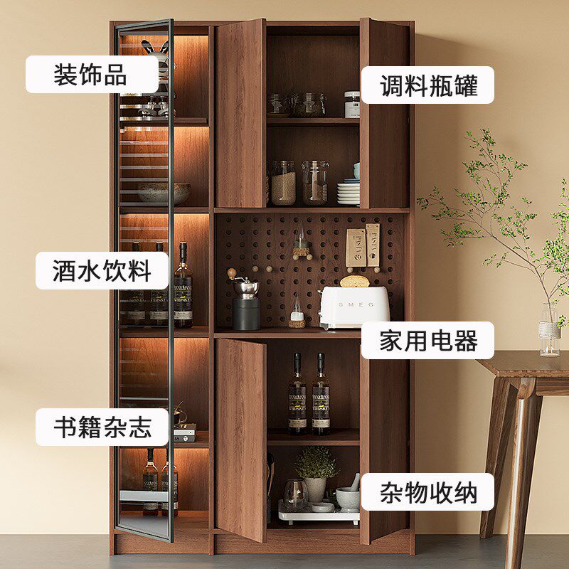实木餐边柜家用客厅靠墙储物柜展示柜茶水柜玄关柜酒柜玻璃柜子