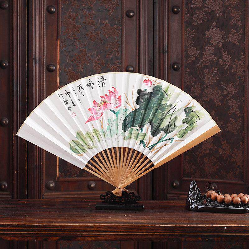 折扇男士9寸手绘苏工玉竹女中国风礼品书画文玩山水花卉舞台扇子