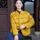 短款 羽绒服 觅萝香原创冬 金龟纹插兜长袖 28MM香云纱 90白鹅绒