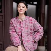 23MM五彩浮光锦 十二生肖 90白鹅绒 觅萝香 珠扣 短款 羽绒服女