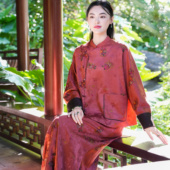 新年款 觅萝香原创设计外套女 足银扣 40MM香云纱 重锻提花