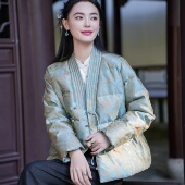 23MM浮光锦 90白鹅绒 觅萝香原创设计冬 盘扣中式 羽绒服女