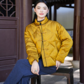 28MM香云纱 长袖 90白鹅绒 觅萝香原创冬 金龟纹 短款 羽绒服女