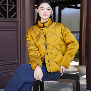觅萝香原创冬 90白鹅绒 金龟纹 长袖 羽绒服女 短款 28MM香云纱