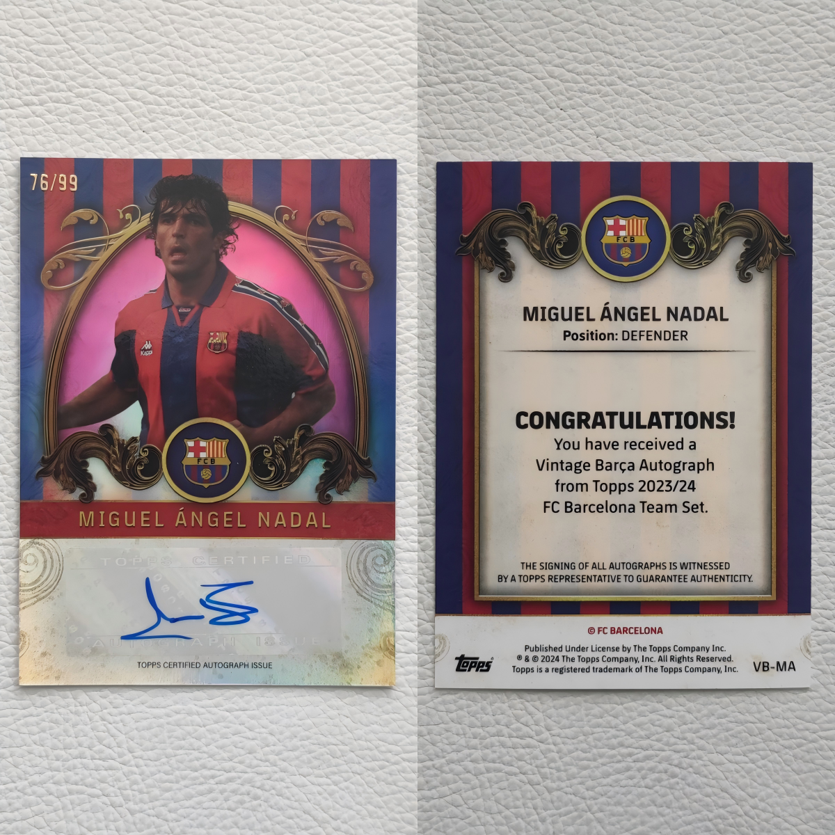 Topps 2024 巴塞罗那 纳达尔 NADAL 亲签 签字 球星卡 周边