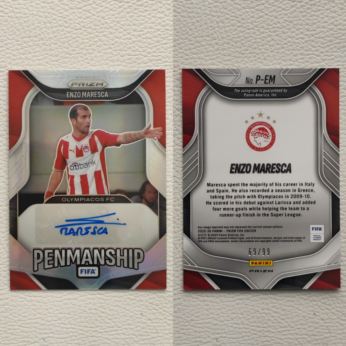 Panini Prizm 奥林匹斯科 马雷斯卡 亲签 签名 球星卡 周边 礼物