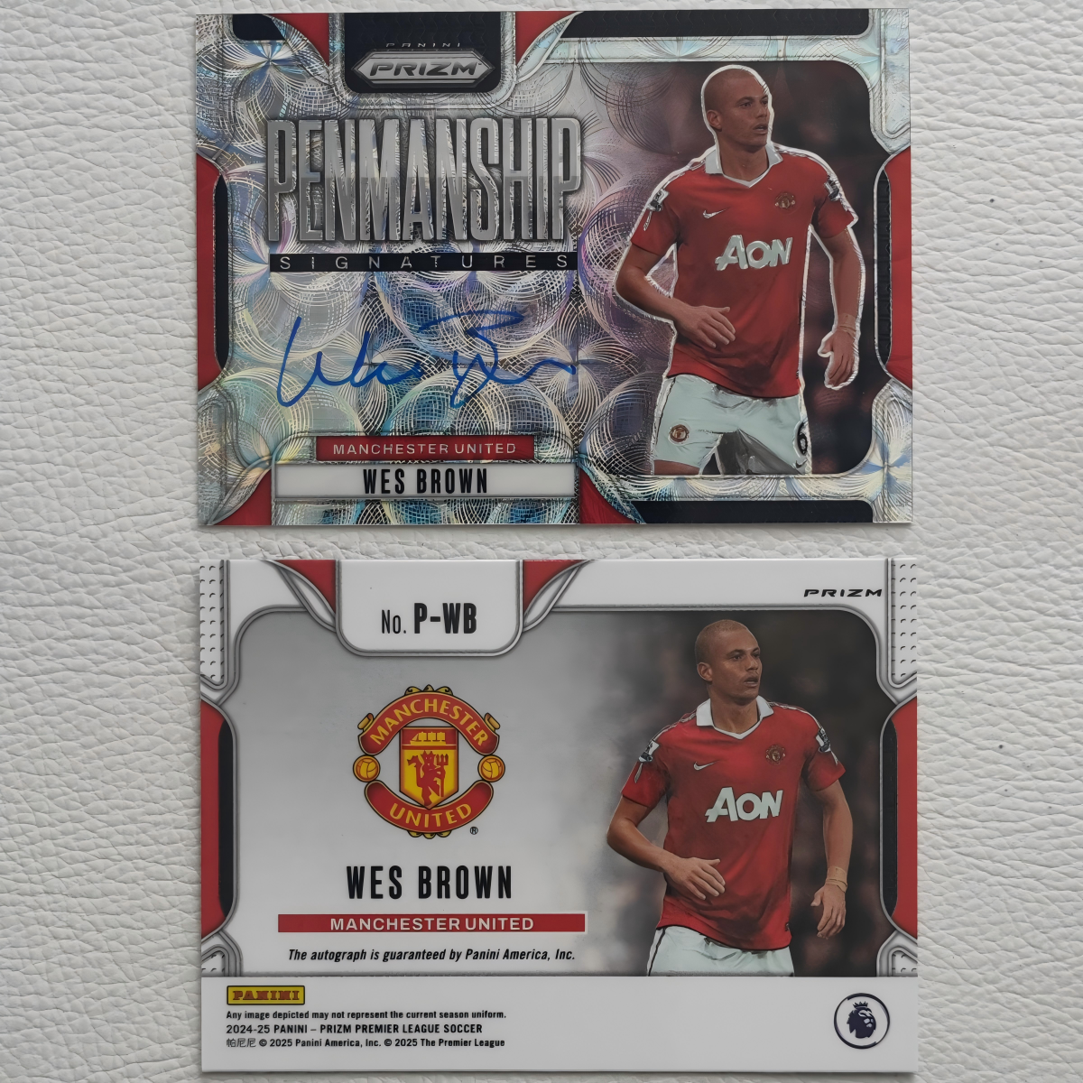 Panini Prizm 曼联 英格兰 布朗 WES BROWN 签名签字 球星卡 礼物