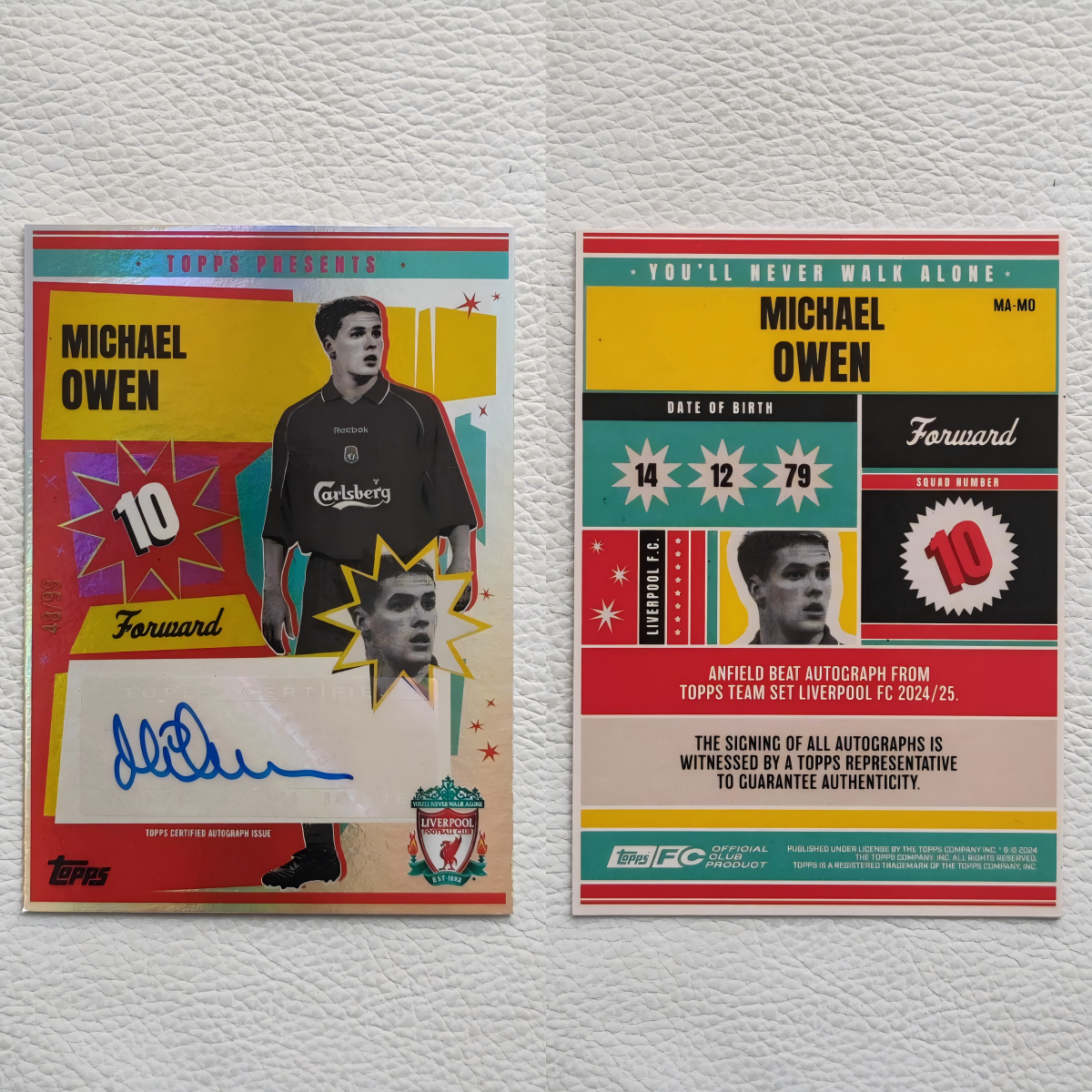 Topps 利物浦 海报 欧文 OWEN 亲签 签名 签字 球星卡 周边礼物