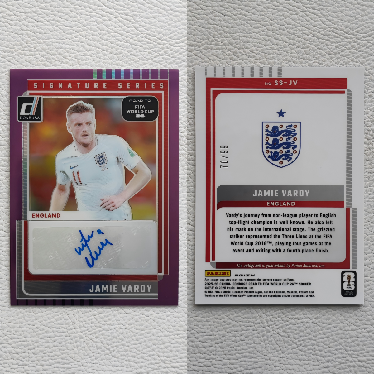 Panini Donruss 美加墨世界杯 英格兰 瓦尔迪 亲签 签名 球星卡