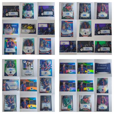 Topps PANINI 巴黎圣日耳曼 内马尔 门德斯 姆巴佩签名球衣球星卡