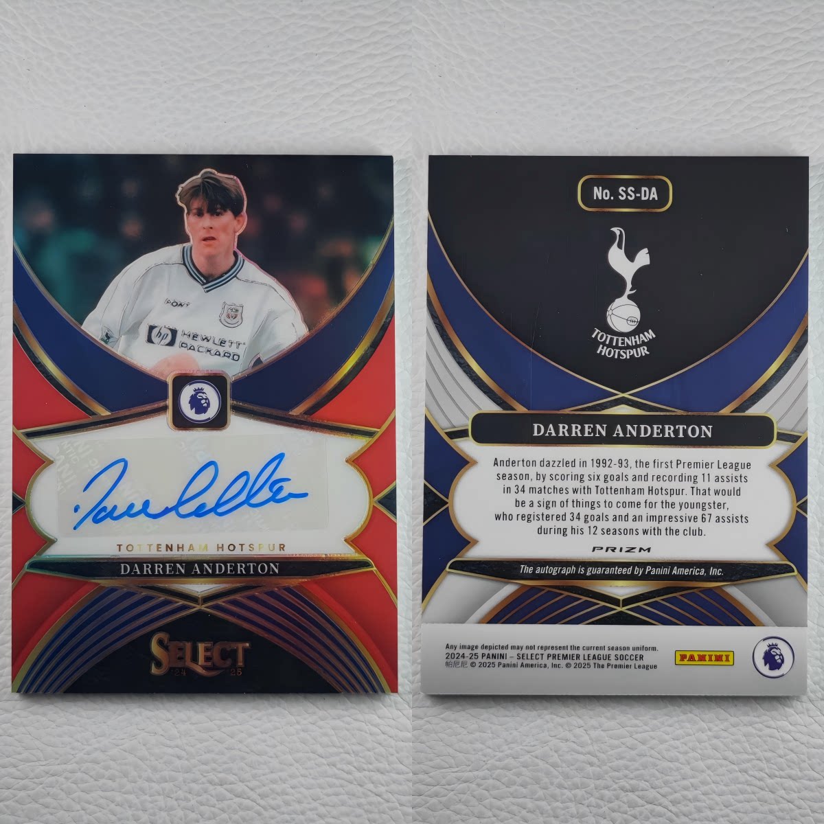 Panini 热刺 英格兰 达伦 安德顿 Anderton 球员亲笔签名 球星卡