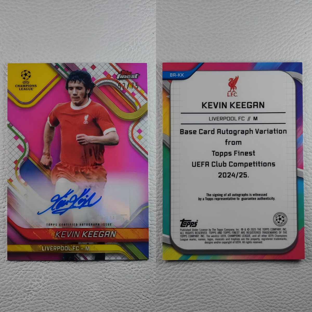 TOPPS 2025 欧冠Finest 利物浦 凯文基冈 传奇球员亲笔签名球星卡
