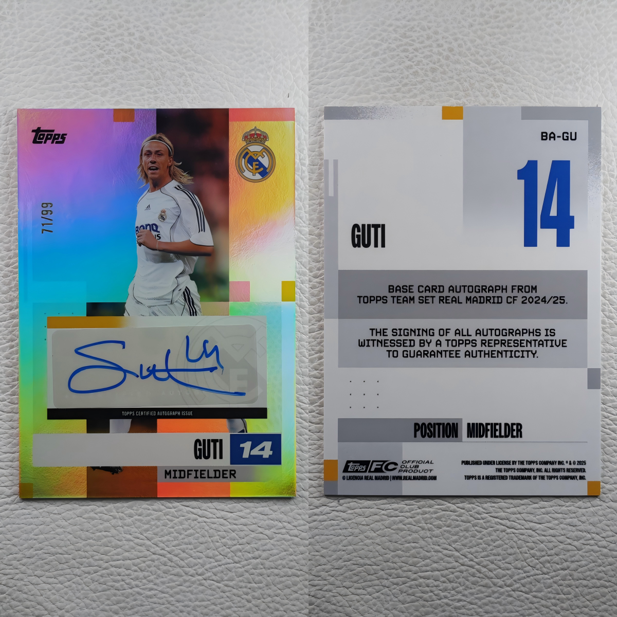 Topps team 皇家马德里 古蒂 GUTI 亲签 签名 球星卡 周边 礼物