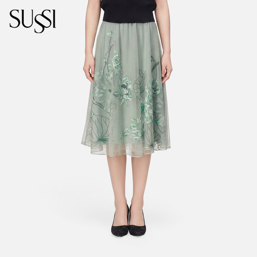 SUSSI/古色网纱刺绣半裙