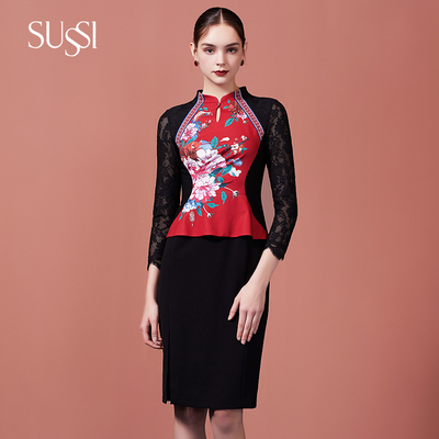 古色秋季丝路商场同款长袖连衣裙