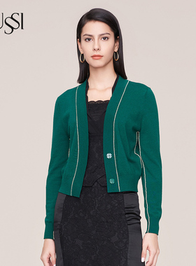 SUSSI/古色秋季高端新品商场同款绿色毛织短外套11AV3111421