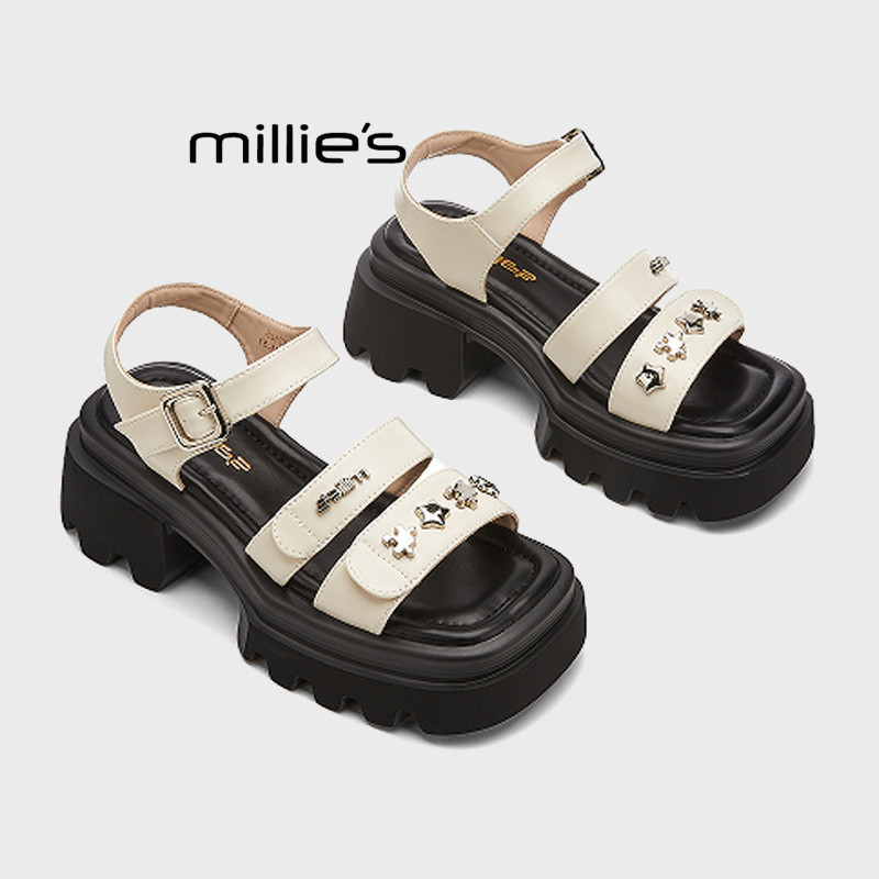 MILLIE'S/妙丽松糕凉鞋女2026夏季新款外穿增高小个子百搭配裙子Z