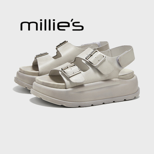 妙丽松糕厚底凉鞋女款2026新款夏季舒适不累脚软底配裙子罗马鞋子