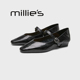 妙丽尖头平跟一字扣时尚 百搭日常通勤玛丽珍小皮鞋 MILLIE 春季