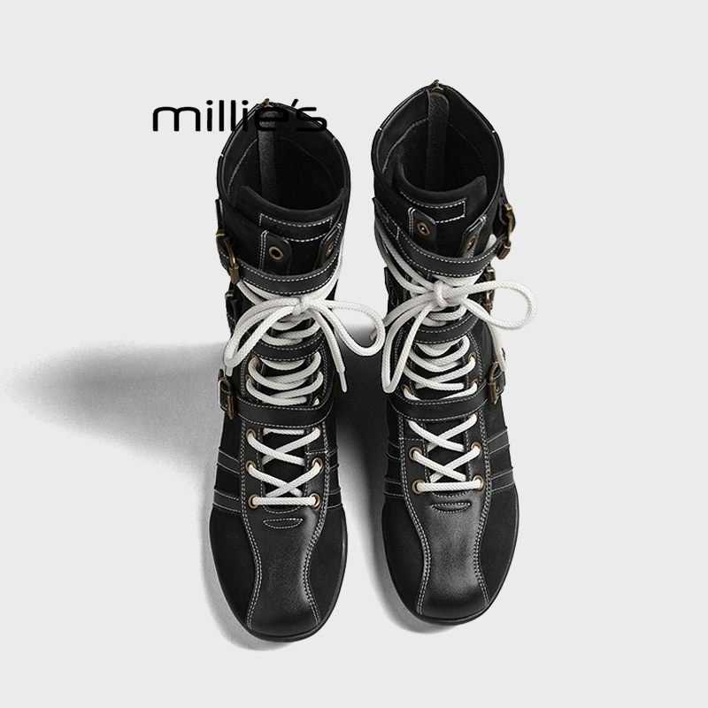 MILLIE'S/妙丽真皮系带马丁靴