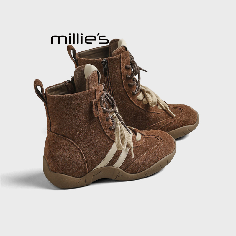 MILLIE'S/妙丽真皮高帮短靴