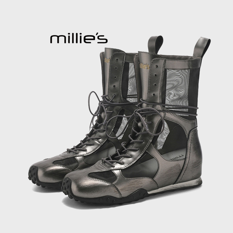 MILLIE'S/妙丽网纱镂空马丁靴