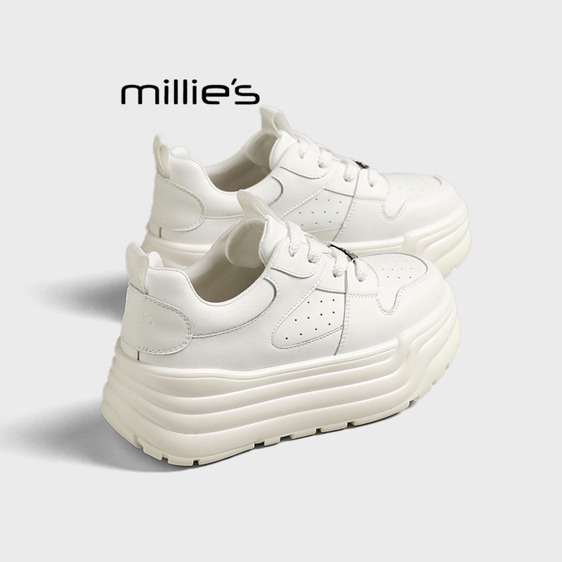 MILLIE'S/妙丽厚底小白鞋板鞋女秋季2025新款内增高休闲鞋面包鞋Z,女鞋,德训鞋,淘宝优惠券,粉丝福利购,淘宝优惠卷