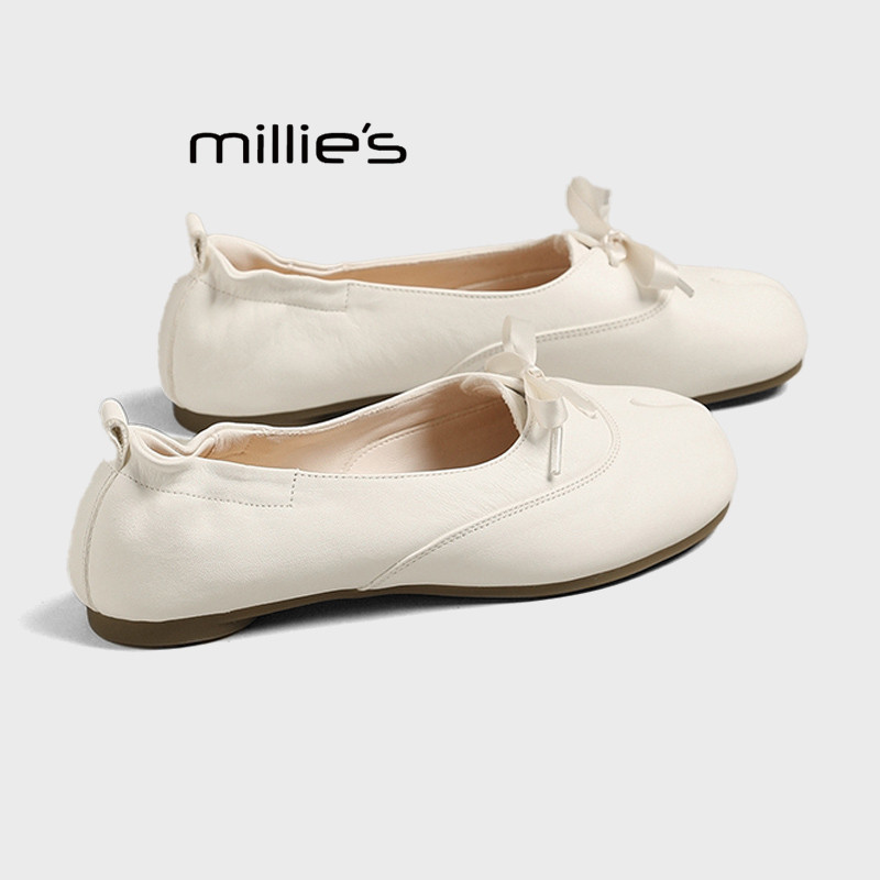 MILLIE'S/妙丽分趾浅口玛丽珍单鞋女2026夏款蝴蝶结平底芭蕾舞鞋Z