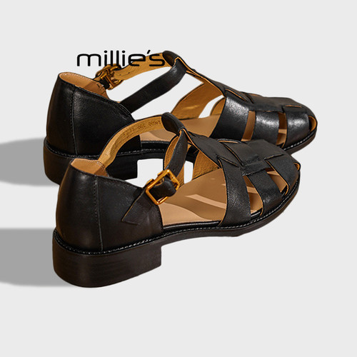 MILLIE'S/妙丽编织绝美包头凉鞋