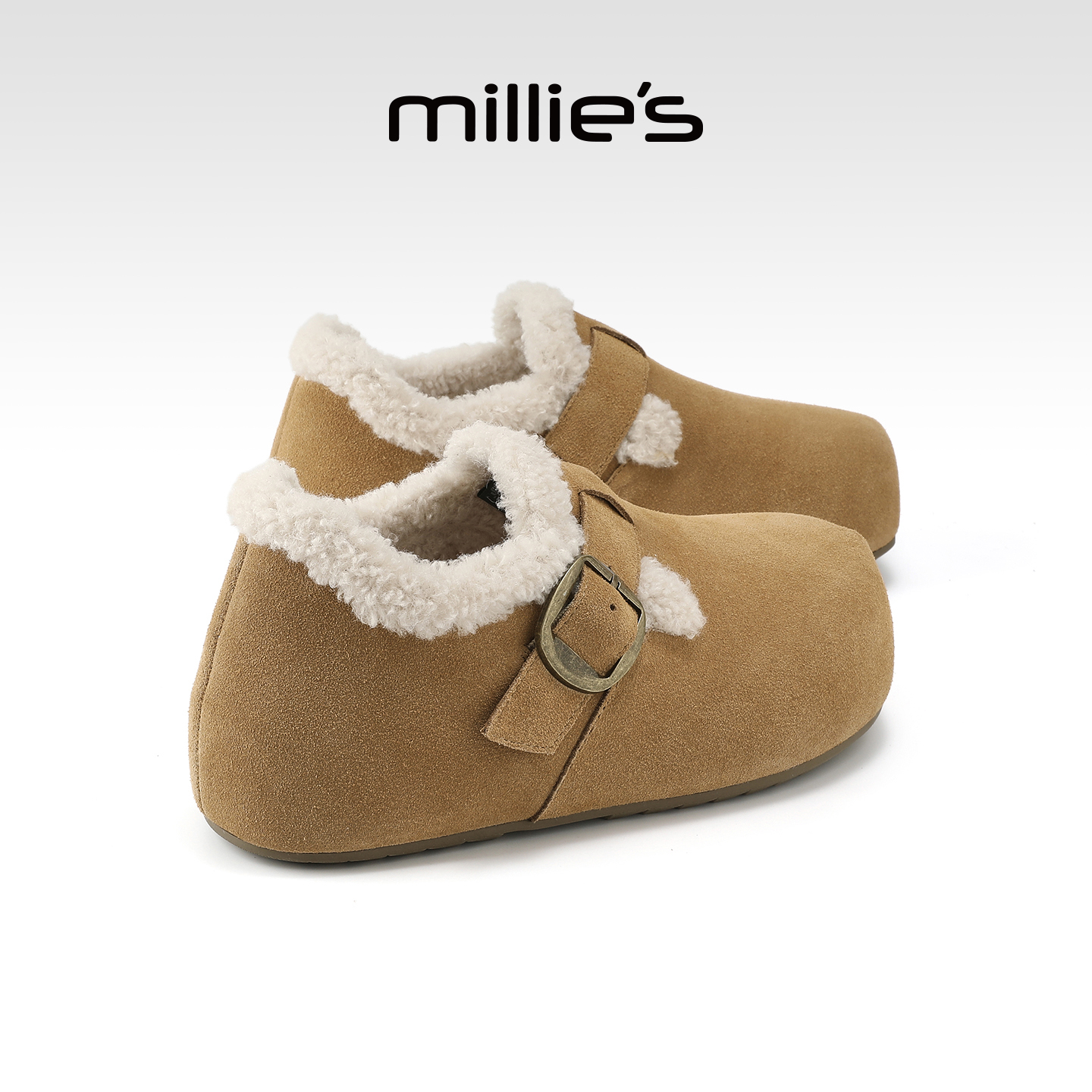 MILLIE'S/妙丽复古平底毛毛鞋
