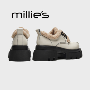女时尚 妙丽英伦风加绒乐福鞋 百搭通勤鞋 冬季 MILLIE 保暖厚底鞋