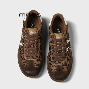 厚底轻便运动休闲鞋 妙丽豹纹德训鞋 舒适德训鞋 复古时尚 MILLIE