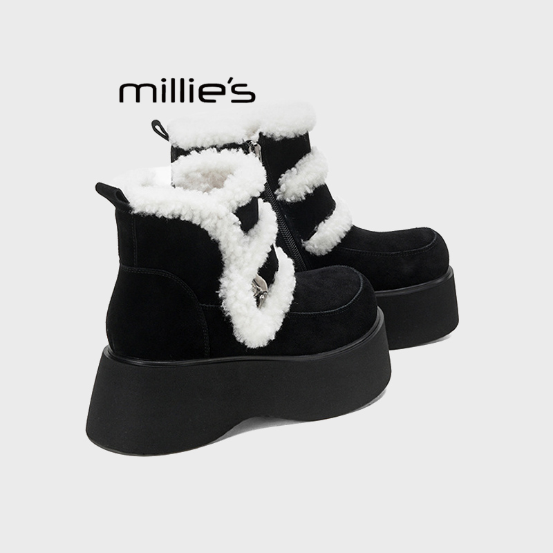 MILLIE'S/妙丽羊羔毛厚底雪地靴