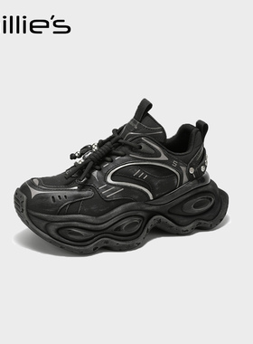 MILLIE'S/妙丽厚底老爹鞋女2025秋季新款百搭蓝色增高休闲运动鞋