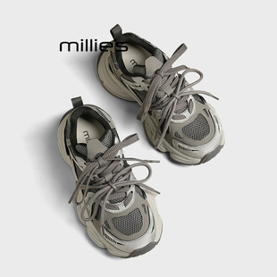 女休闲运动鞋 妙丽2025秋冬新款 百搭厚底增高老爹鞋 时尚 MILLIE