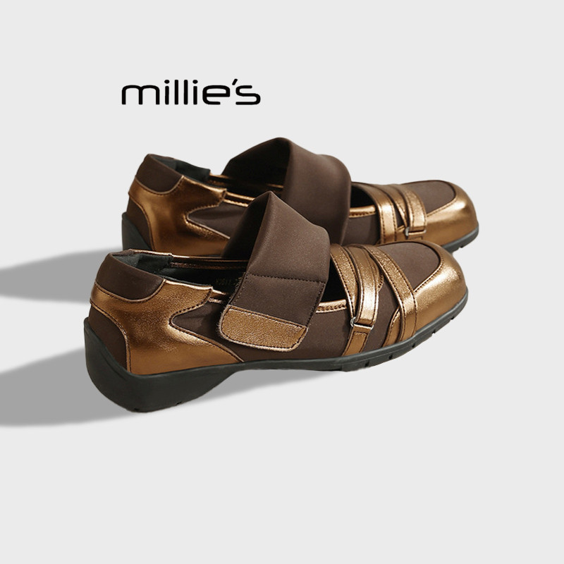 MILLIE'S/妙丽法式小众魔术贴玛丽珍鞋女真皮交叉带百搭通勤单鞋,女鞋,玛丽珍鞋,淘宝优惠券,粉丝福利购,淘宝优惠卷